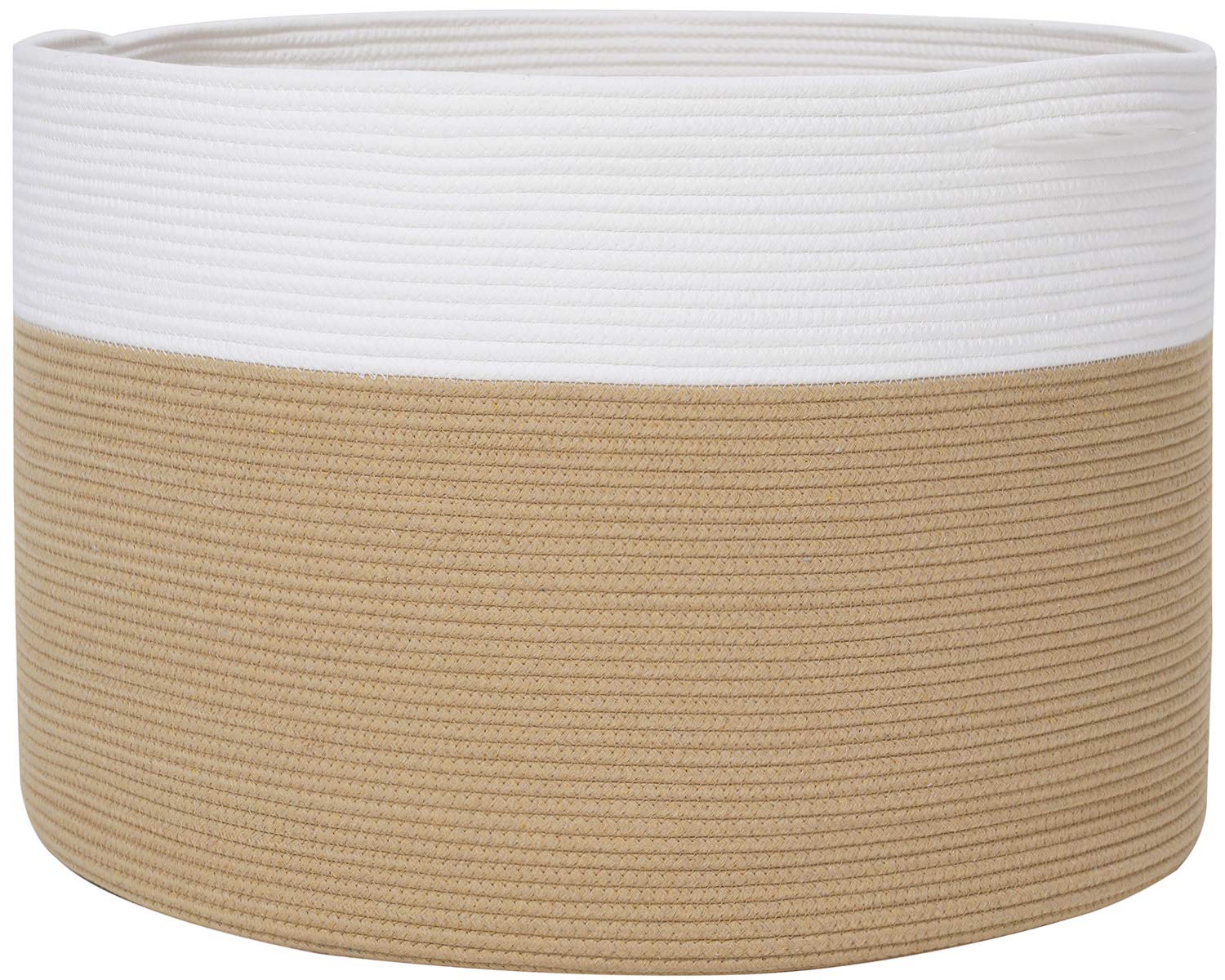 24' X 24' X 17' Max Size Large Cotton Rope Basket, Extra Large Storage Basket, Woven Laundry Hamper, Cloth Storage Bin, For Blankets Clothes Towels Pillows In Living Room, Beige